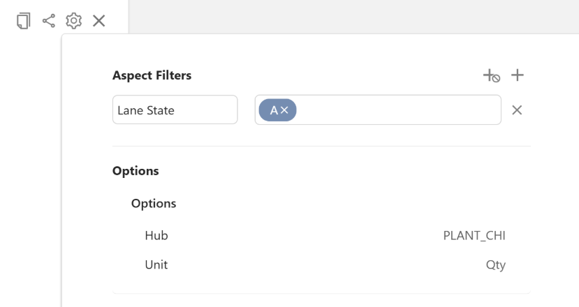 A software interface screen showing a filter labeled Lane State with an AX filter applied